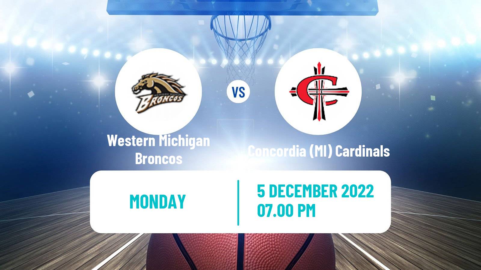 Basketball NCAA College Basketball Western Michigan Broncos - Concordia (MI) Cardinals