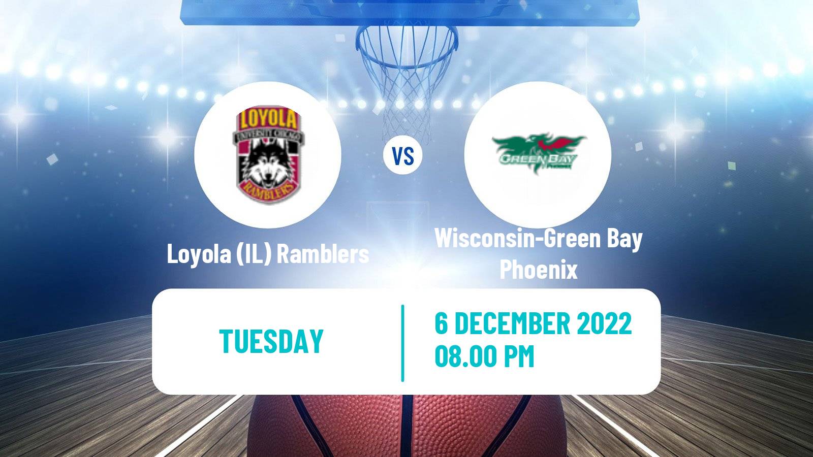 Basketball NCAA College Basketball Loyola IL Ramblers - Wisconsin-Green Bay Phoenix