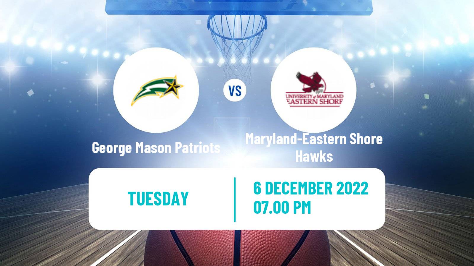 Basketball NCAA College Basketball George Mason Patriots - Maryland-Eastern Shore Hawks