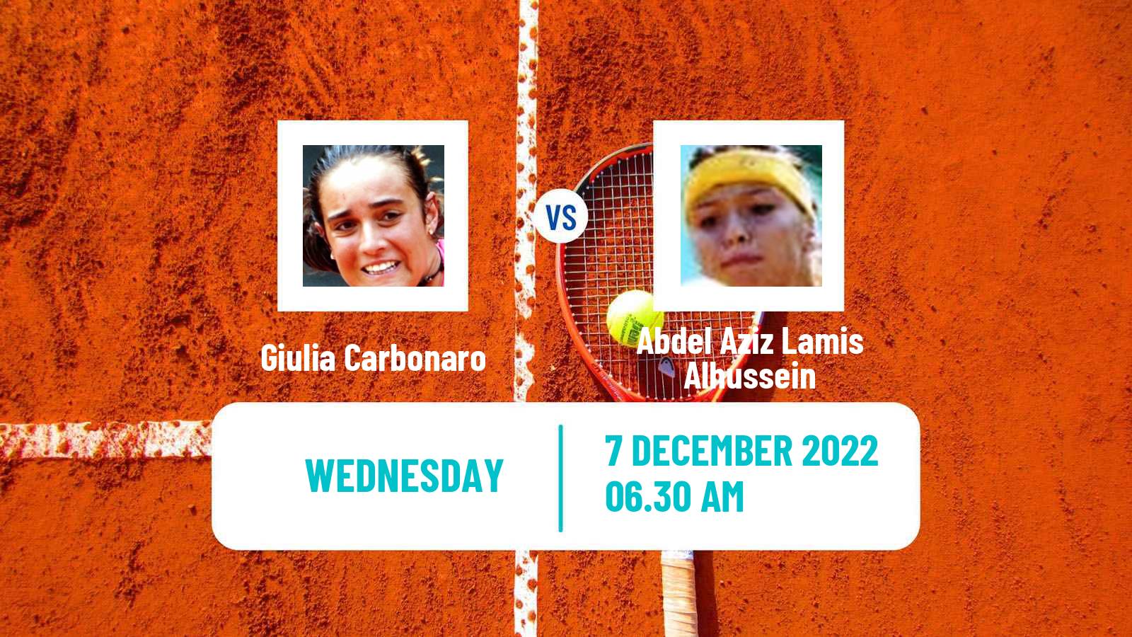 Tennis ITF Tournaments Giulia Carbonaro - Abdel Aziz Lamis Alhussein