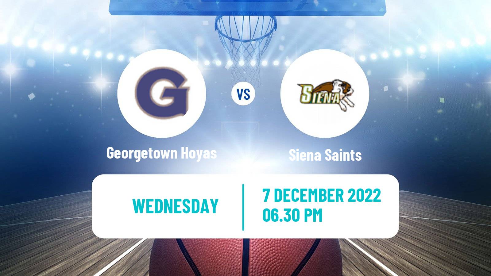 Basketball NCAA College Basketball Georgetown Hoyas - Siena Saints