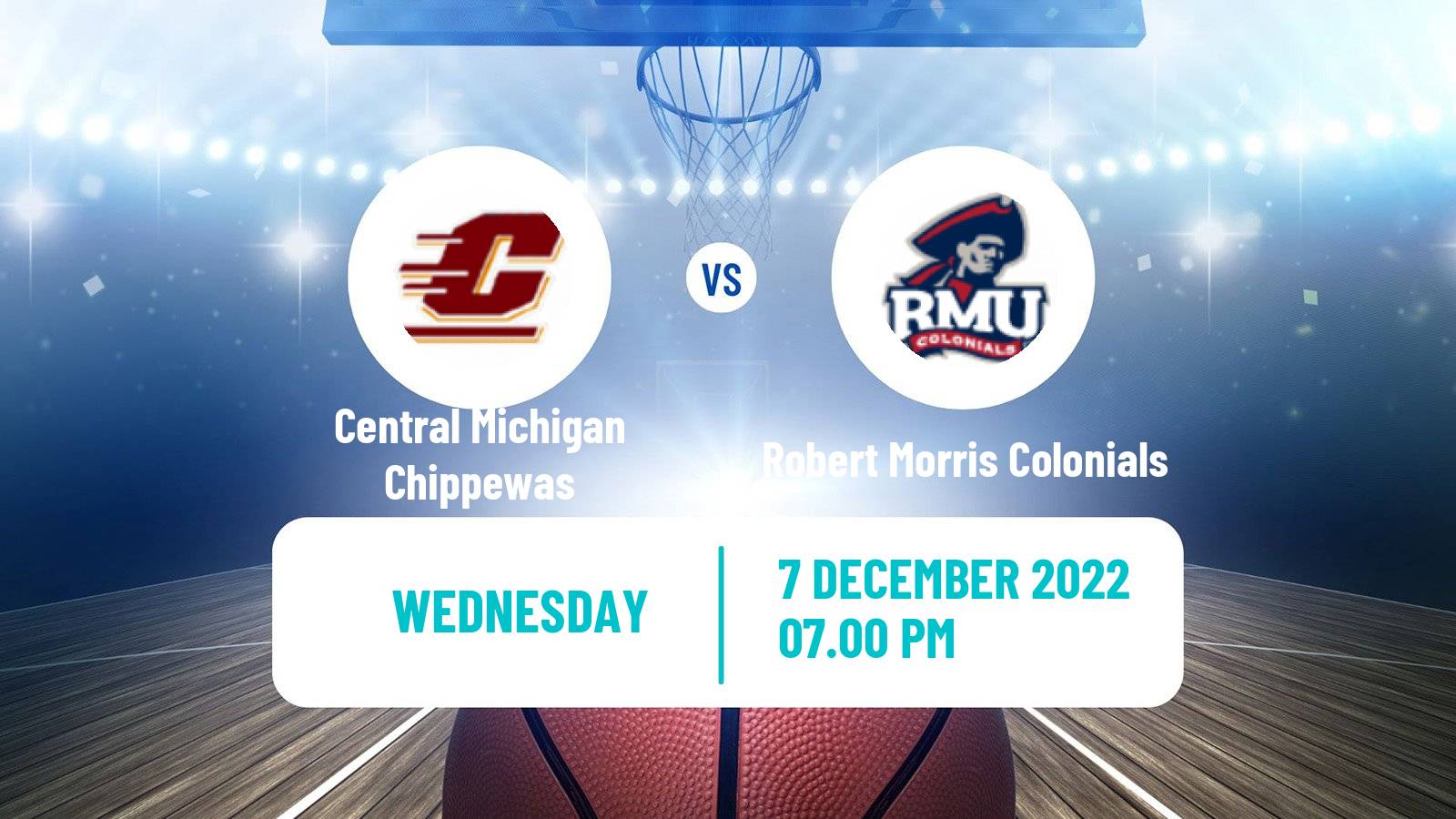 Basketball NCAA College Basketball Central Michigan Chippewas - Robert Morris Colonials