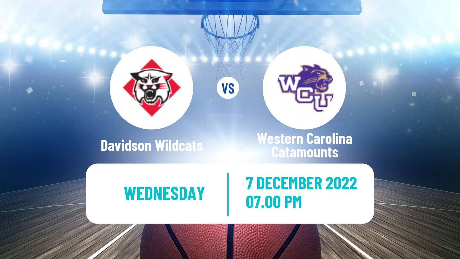 Basketball NCAA College Basketball Davidson Wildcats - Western Carolina Catamounts