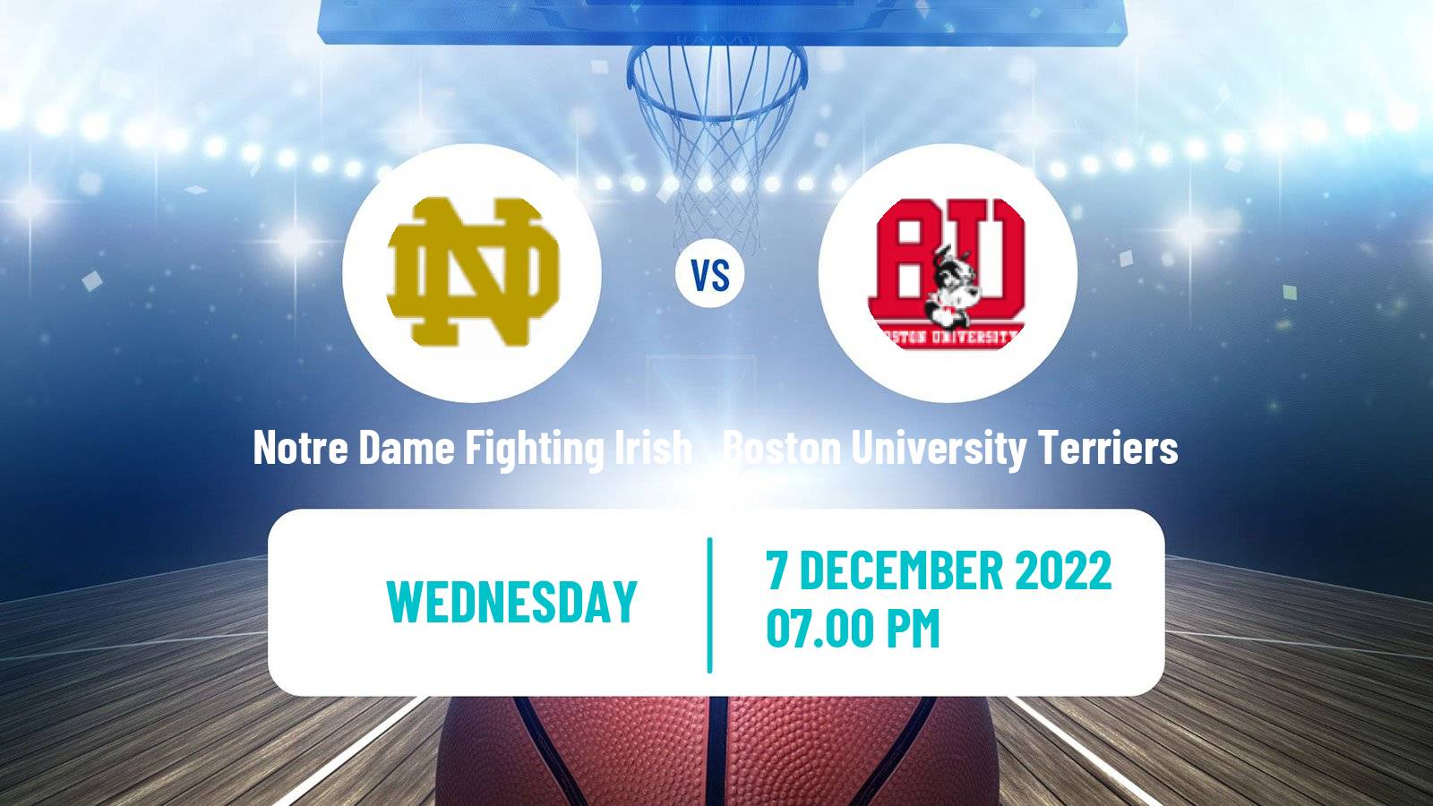 Basketball NCAA College Basketball Notre Dame Fighting Irish - Boston University Terriers