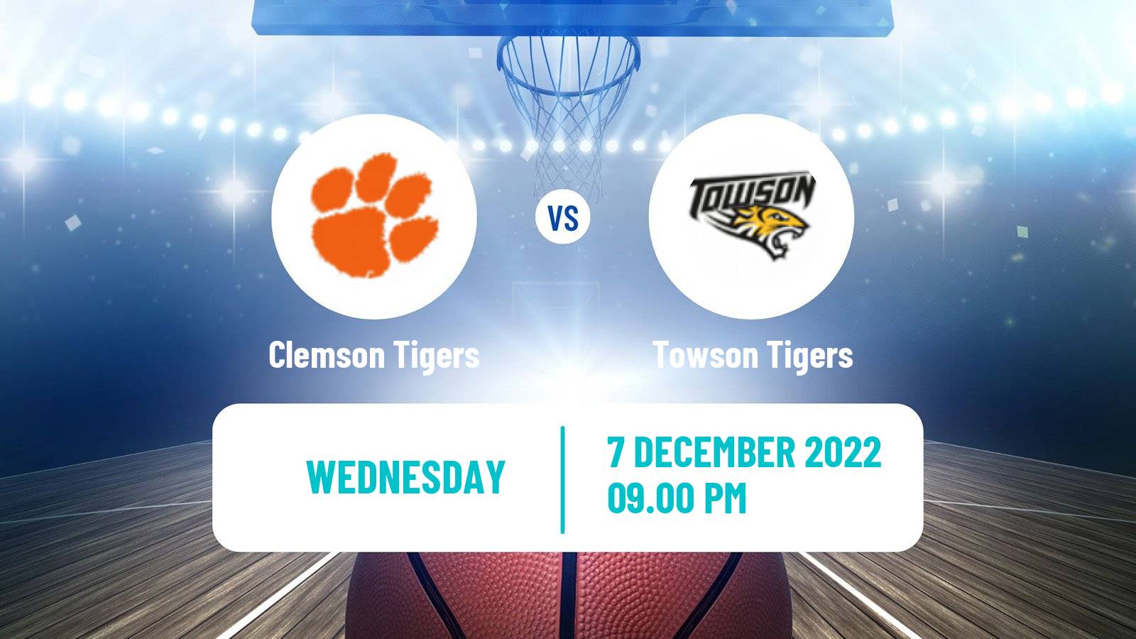 Basketball NCAA College Basketball Clemson Tigers - Towson Tigers