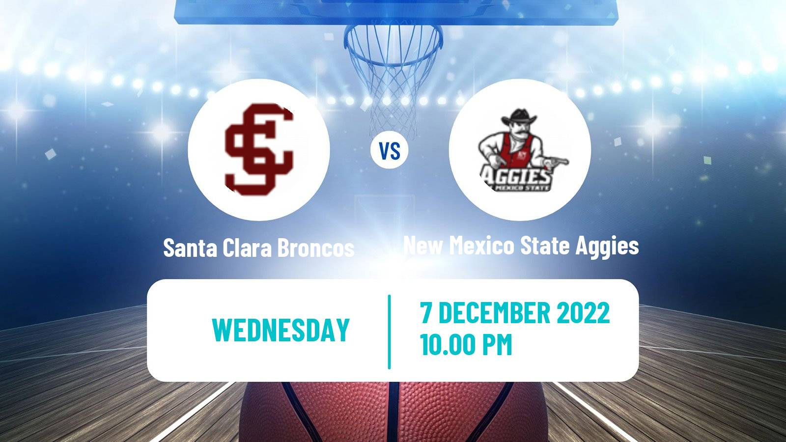 Basketball NCAA College Basketball Santa Clara Broncos - New Mexico State Aggies