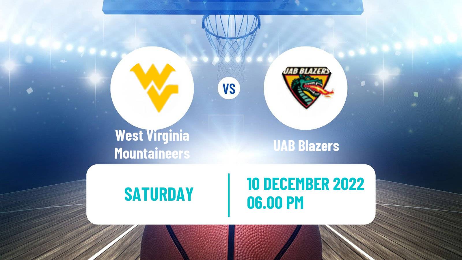 Basketball NCAA College Basketball West Virginia Mountaineers - UAB Blazers