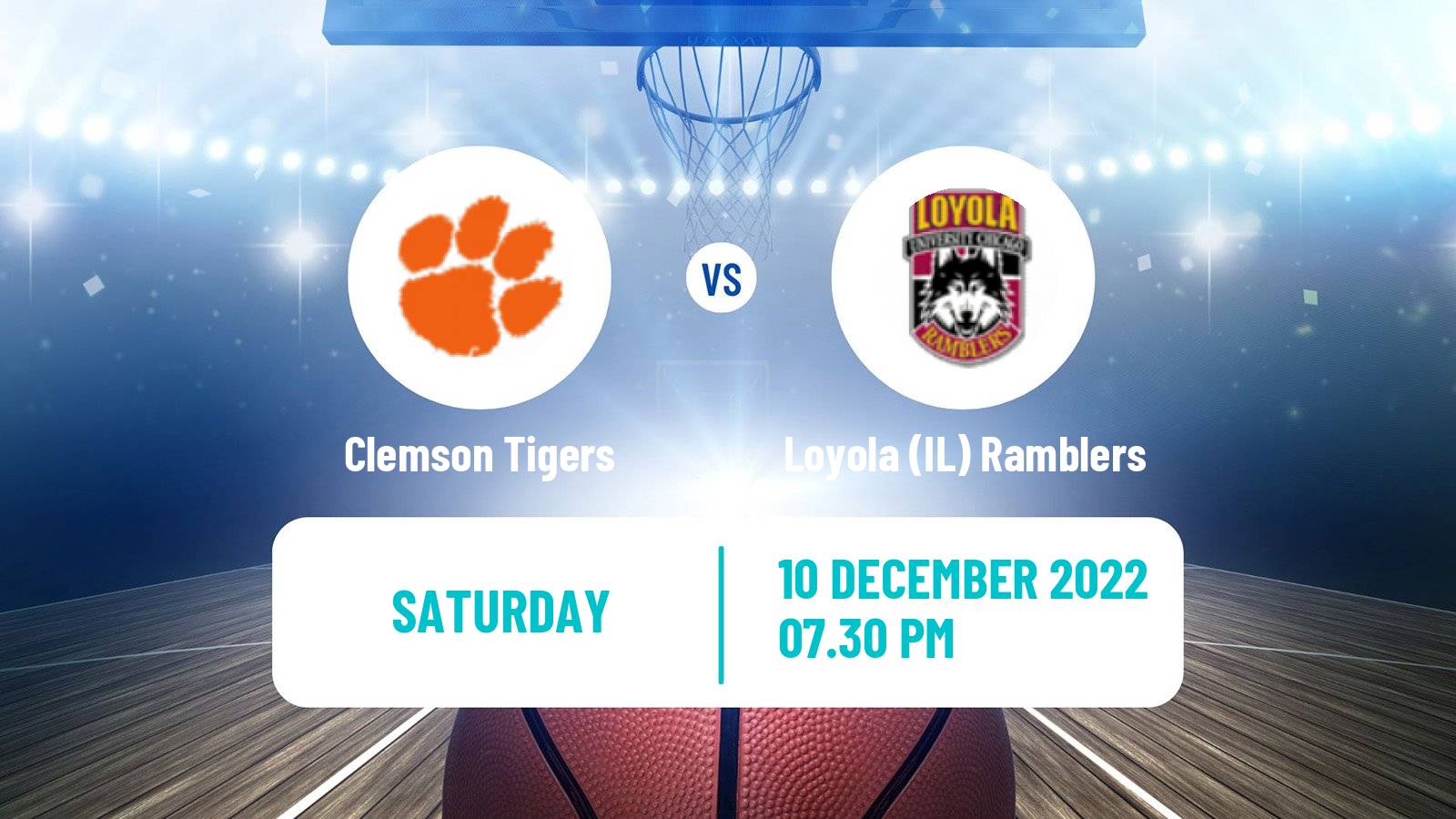 Basketball NCAA College Basketball Clemson Tigers - Loyola IL Ramblers