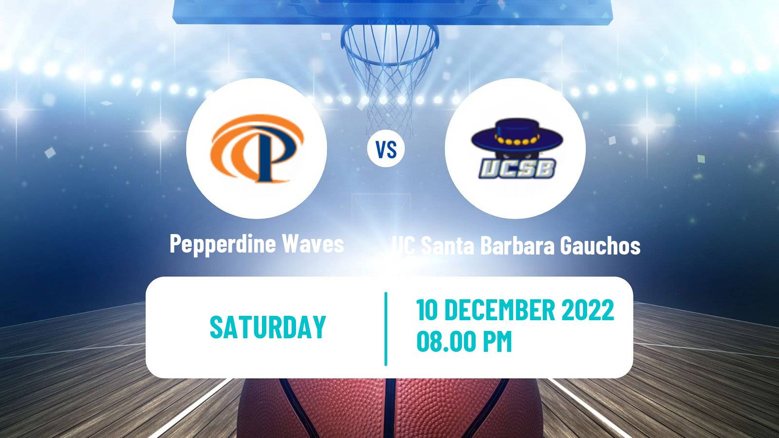 Basketball NCAA College Basketball Pepperdine Waves - UC Santa Barbara Gauchos