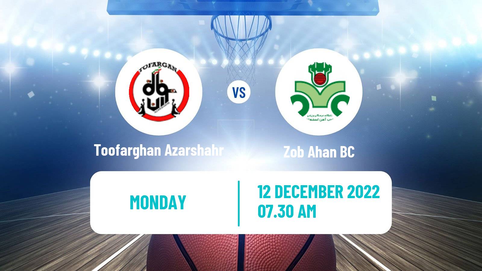 Basketball Iran Super League Basketball Toofarghan Azarshahr - Zob Ahan