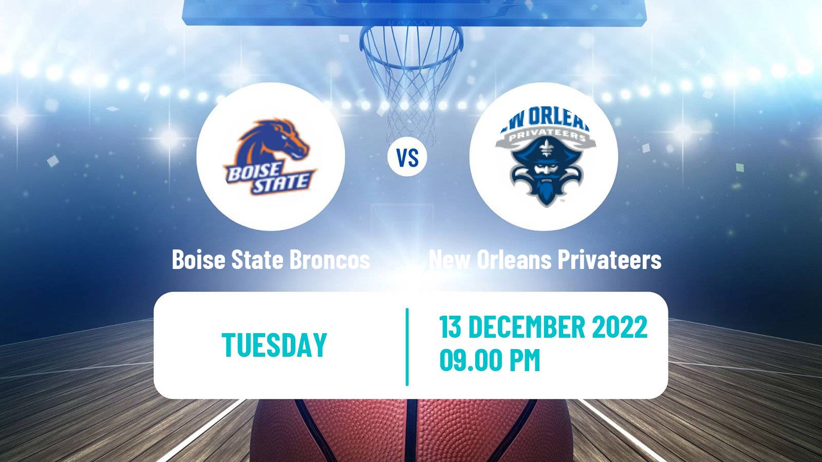 Basketball NCAA College Basketball Boise State Broncos - New Orleans Privateers