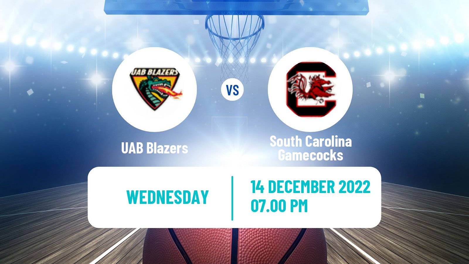 Basketball NCAA College Basketball UAB Blazers - South Carolina Gamecocks