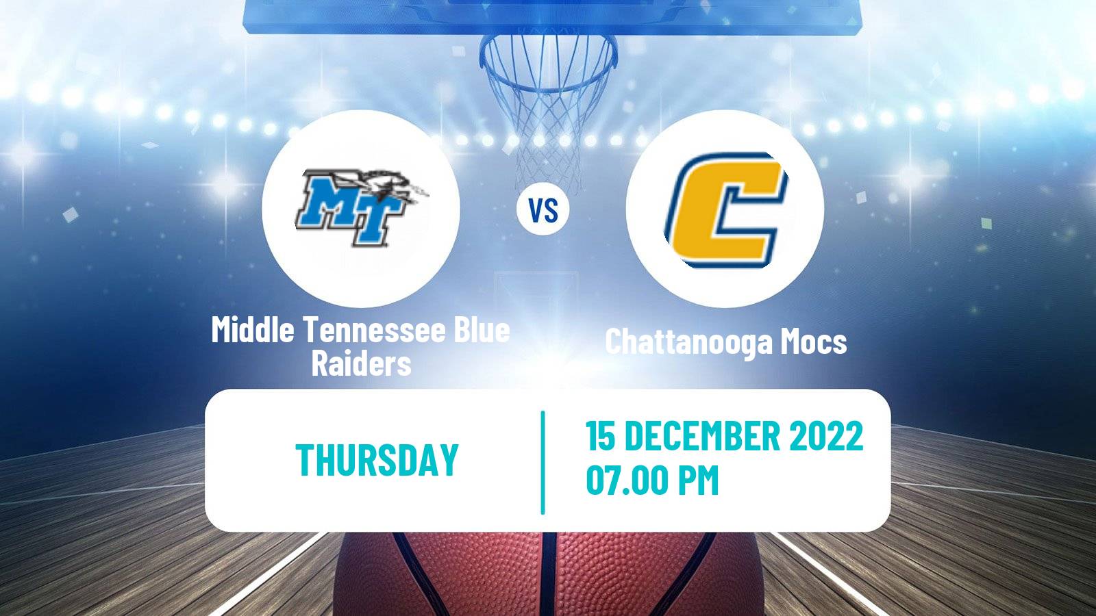 Basketball NCAA College Basketball Middle Tennessee Blue Raiders - Chattanooga Mocs