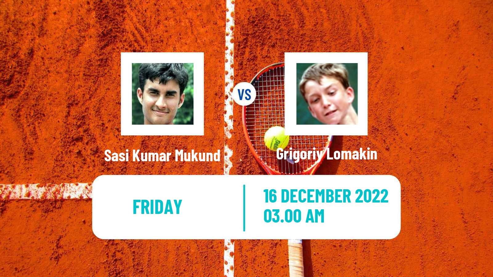 Tennis ITF Tournaments Mukund Sasikumar - Grigoriy Lomakin