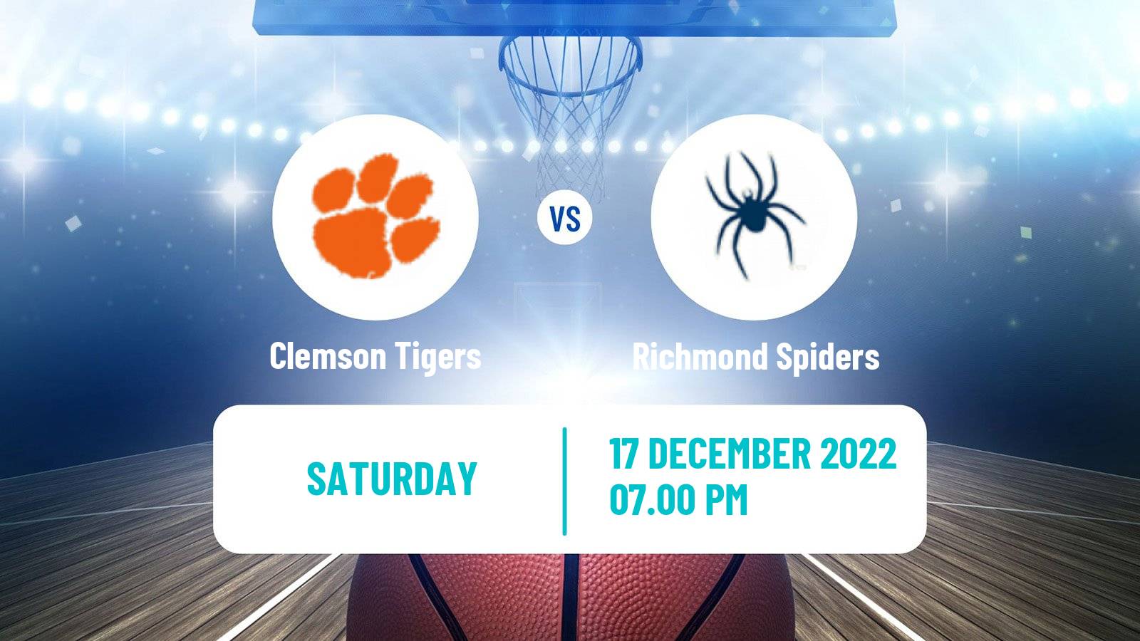 Basketball NCAA College Basketball Clemson Tigers - Richmond Spiders