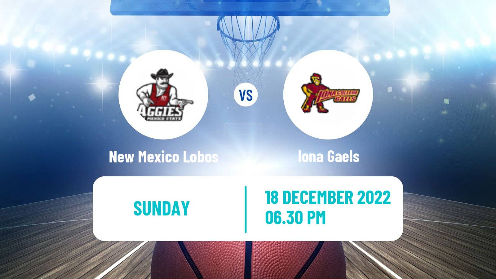 Basketball NCAA College Basketball New Mexico Lobos - Iona Gaels