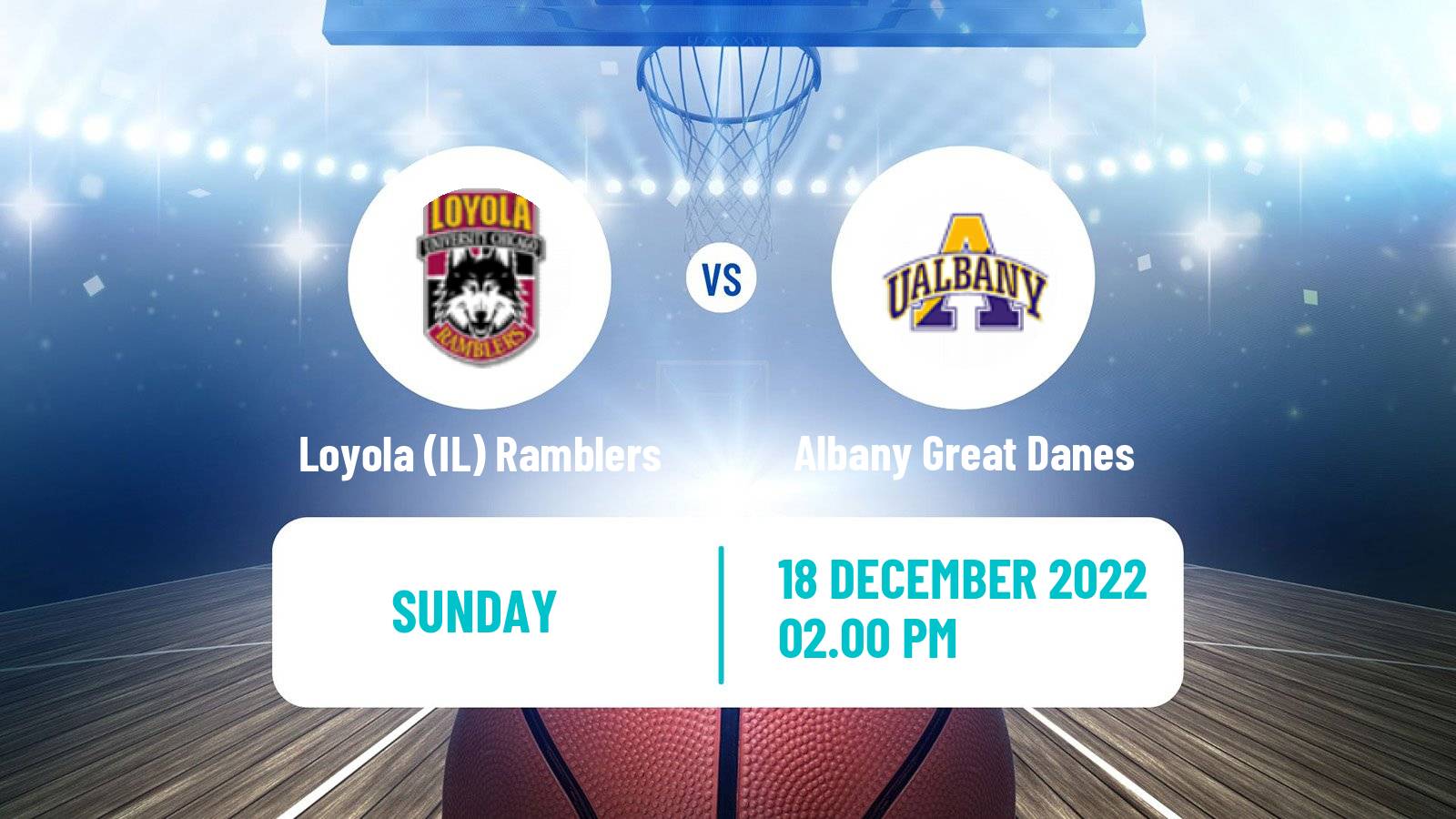 Basketball NCAA College Basketball Loyola IL Ramblers - Albany Great Danes