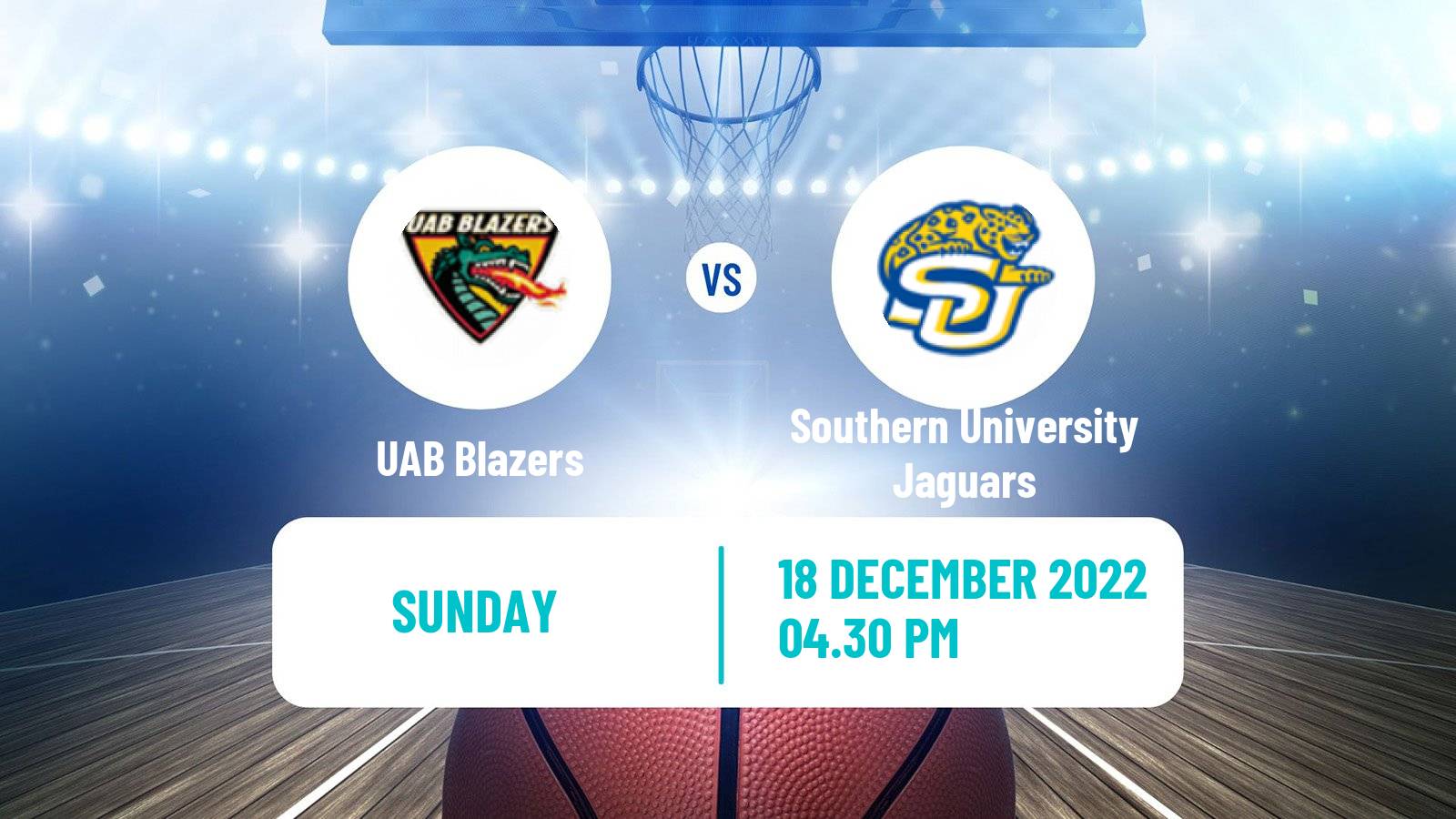 Basketball NCAA College Basketball UAB Blazers - Southern University Jaguars