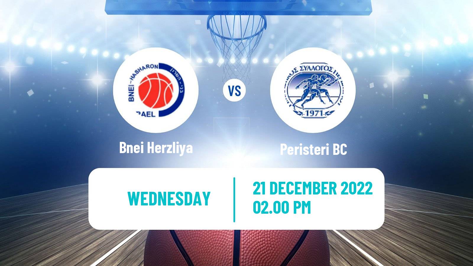 Basketball Champions League Basketball Bnei Herzliya - Peristeri BC