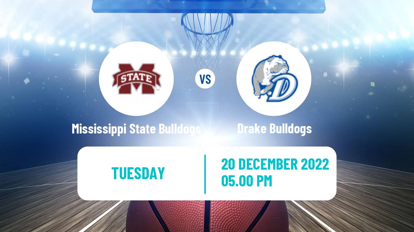 Basketball NCAA College Basketball Mississippi State Bulldogs - Drake Bulldogs