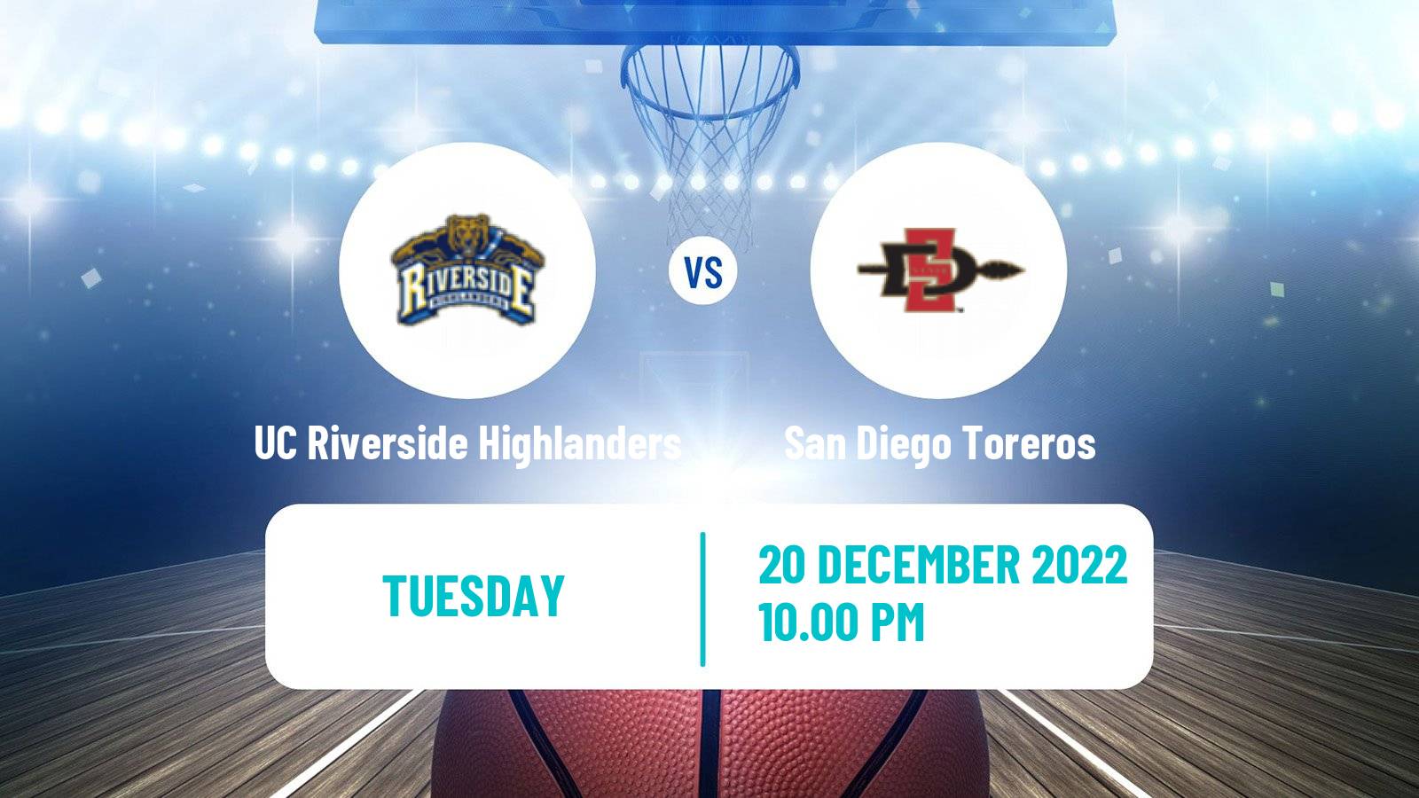 Basketball NCAA College Basketball UC Riverside Highlanders - San Diego Toreros