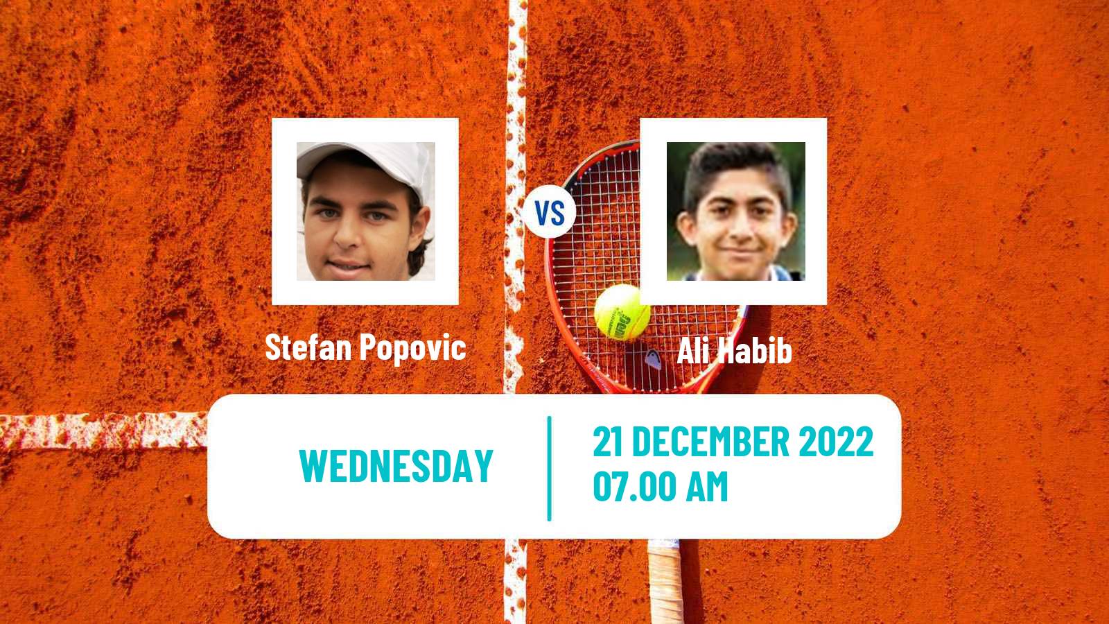 Tennis ITF Tournaments Stefan Popovic - Ali Habib