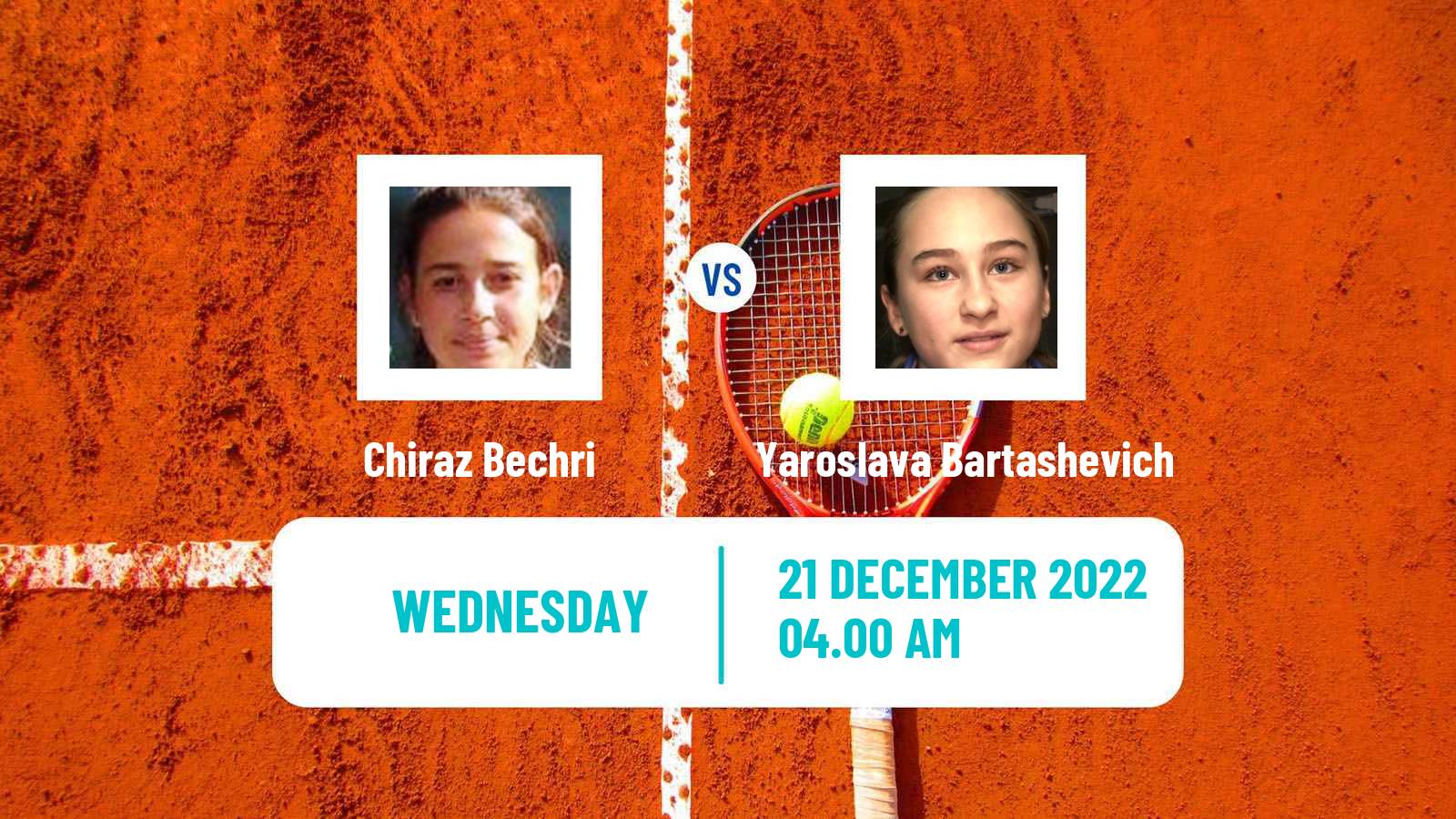 Tennis ITF Tournaments Chiraz Bechri - Yaroslava Bartashevich