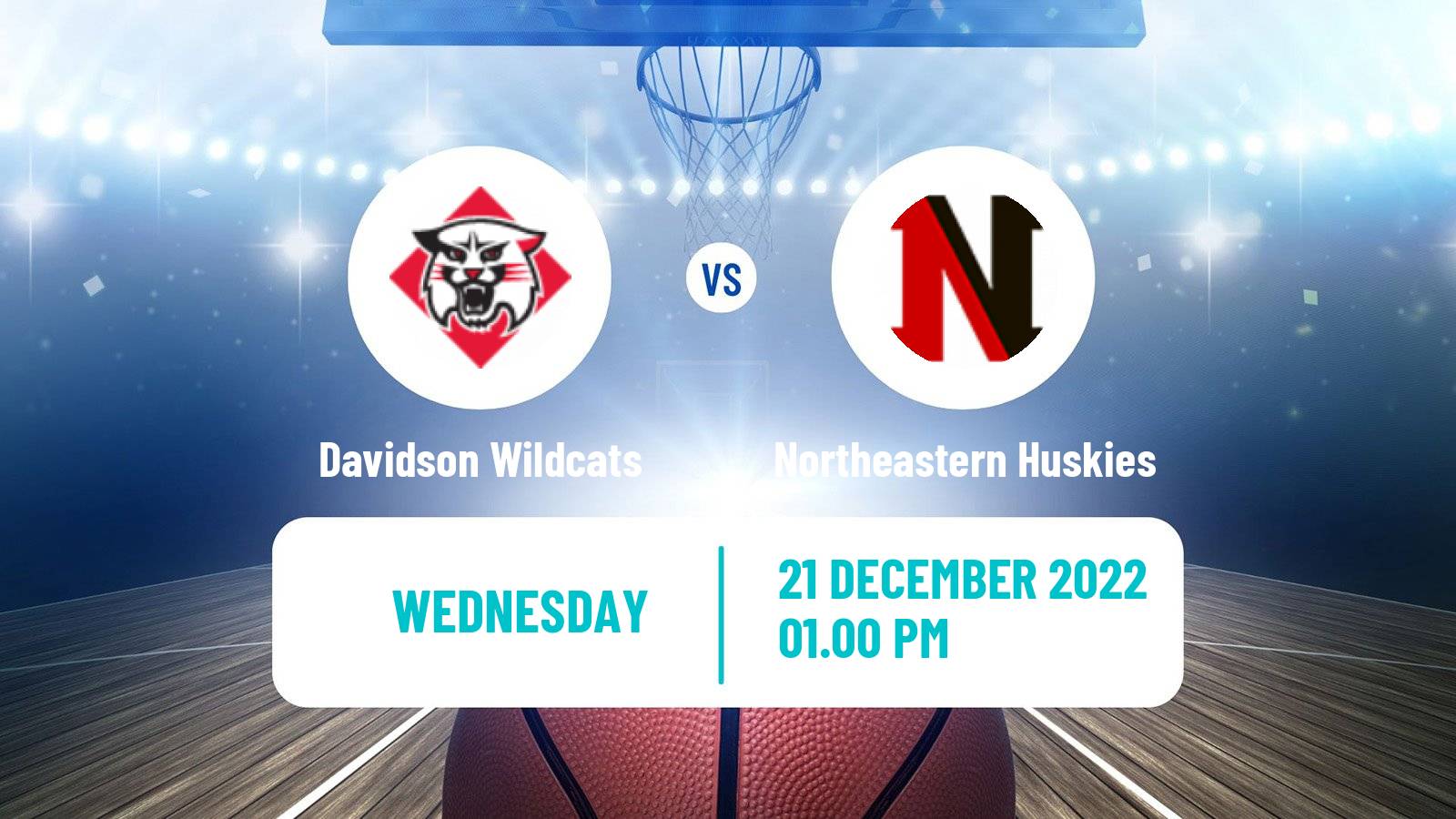 Basketball NCAA College Basketball Davidson Wildcats - Northeastern Huskies