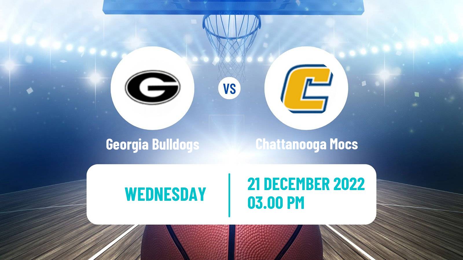 Basketball NCAA College Basketball Georgia Bulldogs - Chattanooga Mocs