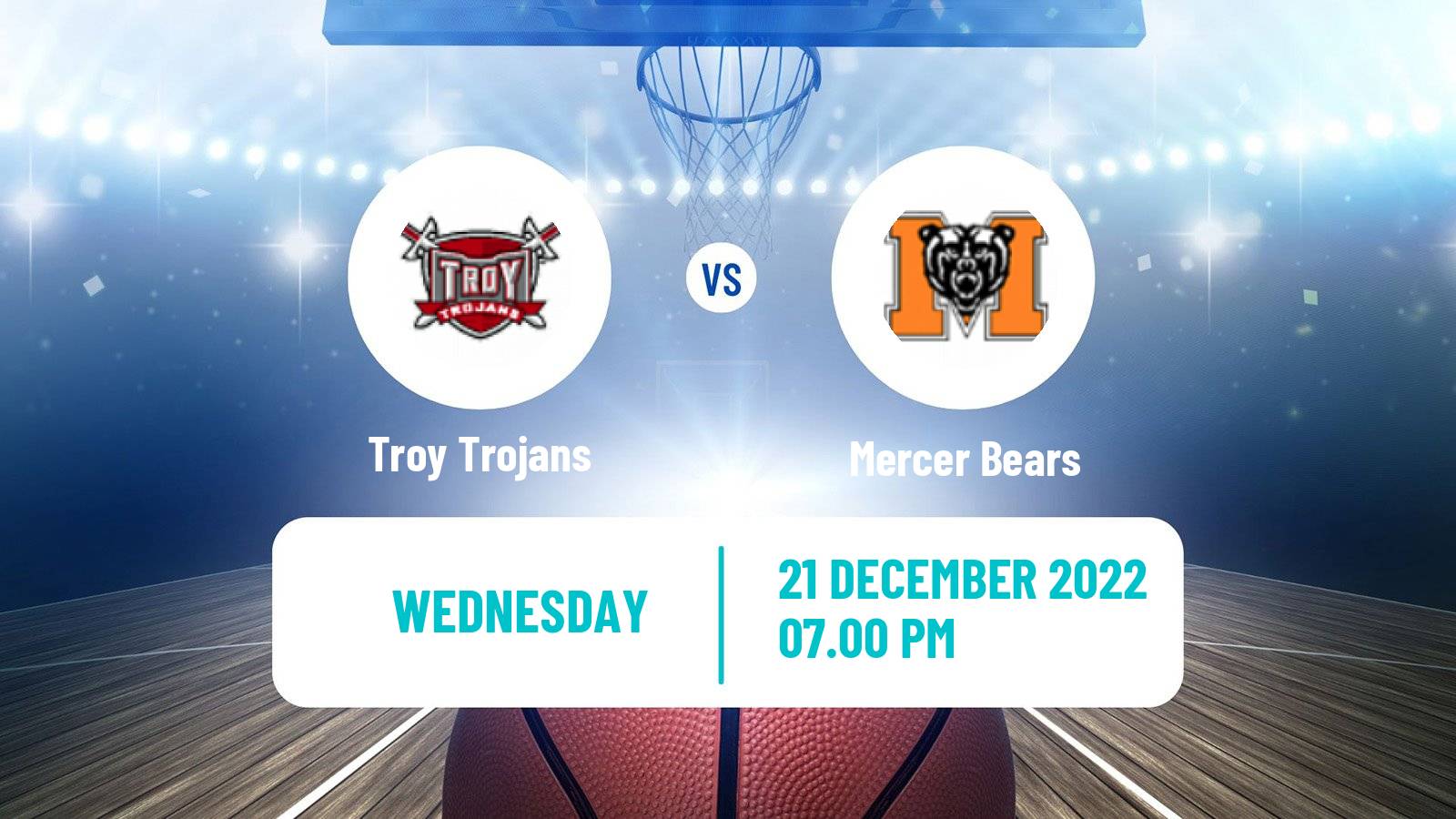 Basketball NCAA College Basketball Troy Trojans - Mercer Bears