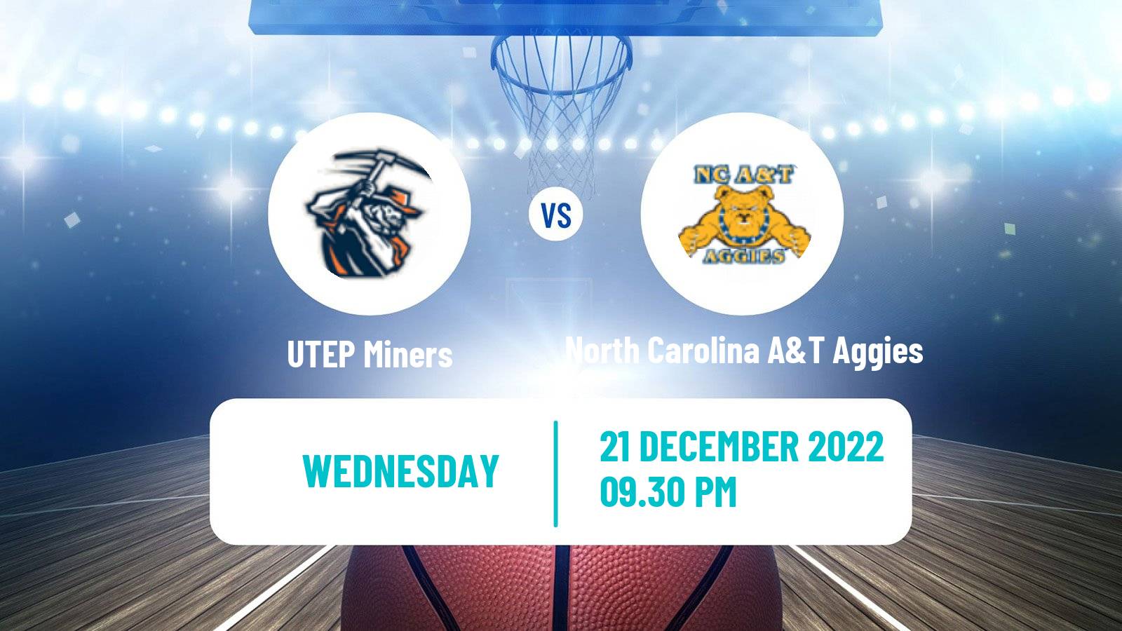 Basketball NCAA College Basketball UTEP Miners - North Carolina A&T Aggies