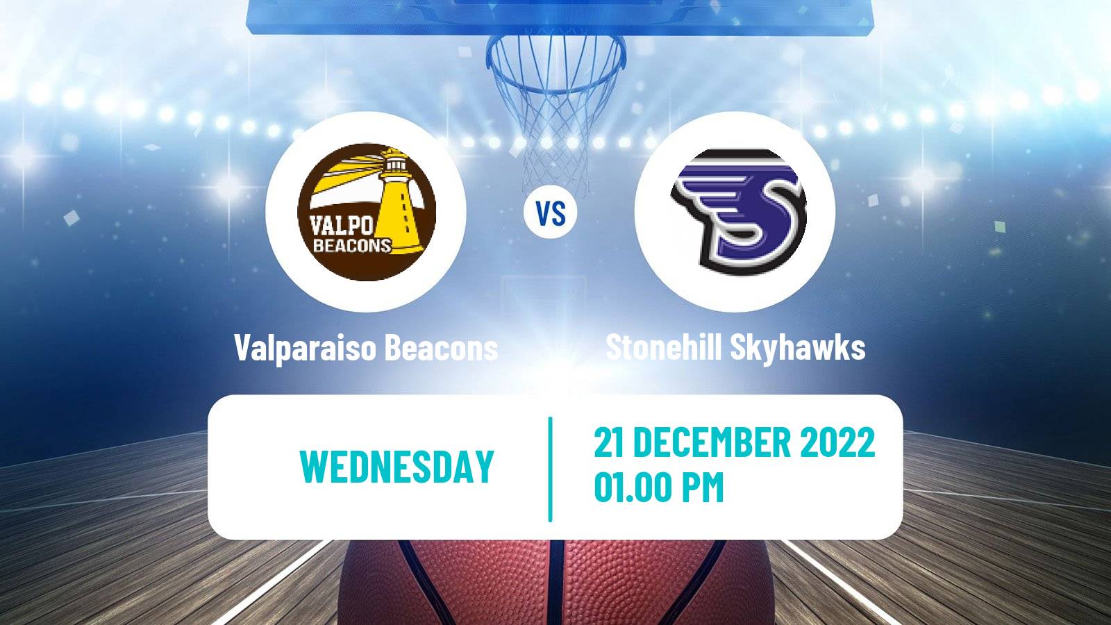 Basketball NCAA College Basketball Valparaiso Beacons - Stonehill Skyhawks