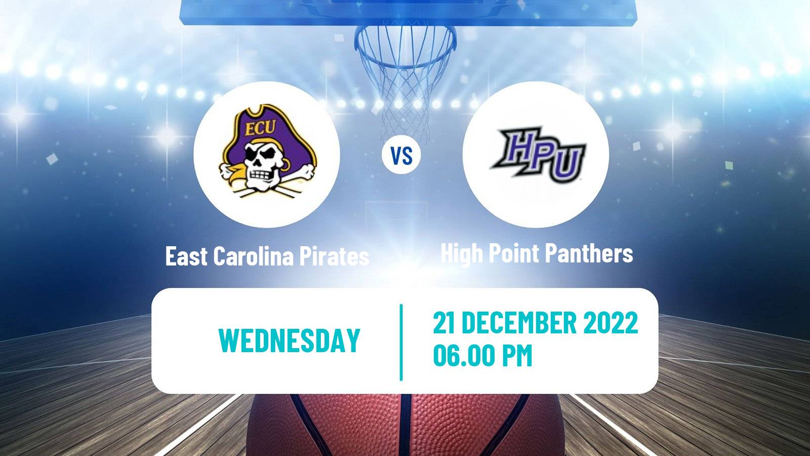 Basketball NCAA College Basketball East Carolina Pirates - High Point Panthers