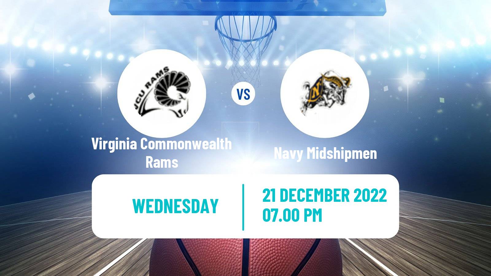 Basketball NCAA College Basketball Virginia Commonwealth Rams - Navy Midshipmen