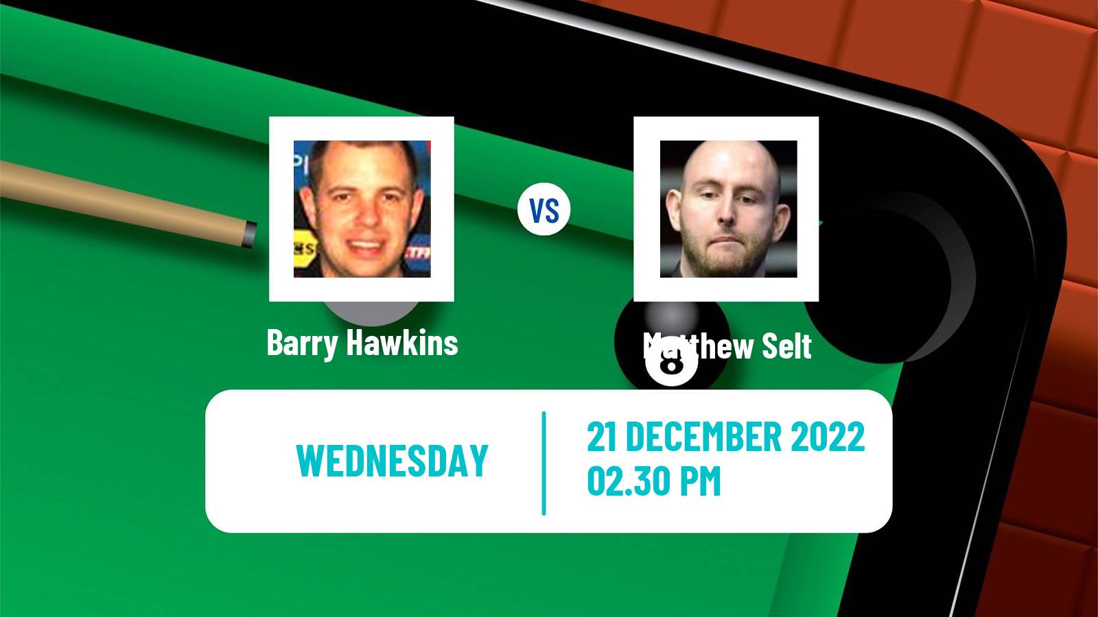 Snooker Snooker Barry Hawkins - Matthew Selt