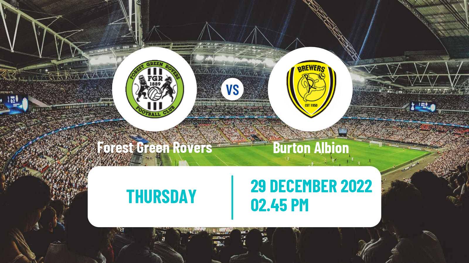 Soccer English League One Forest Green Rovers - Burton Albion