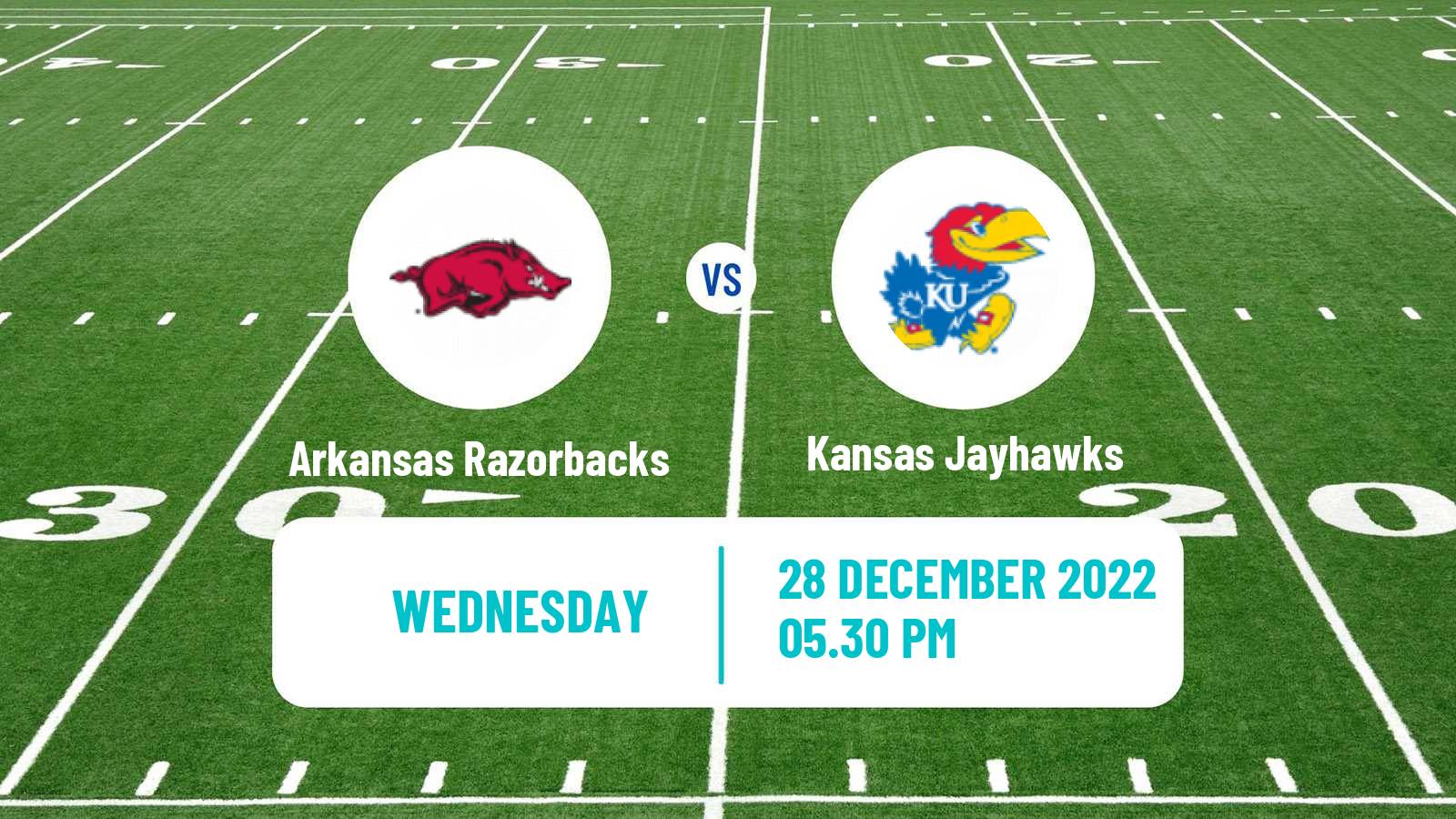 American football NCAA College Football Arkansas Razorbacks - Kansas Jayhawks