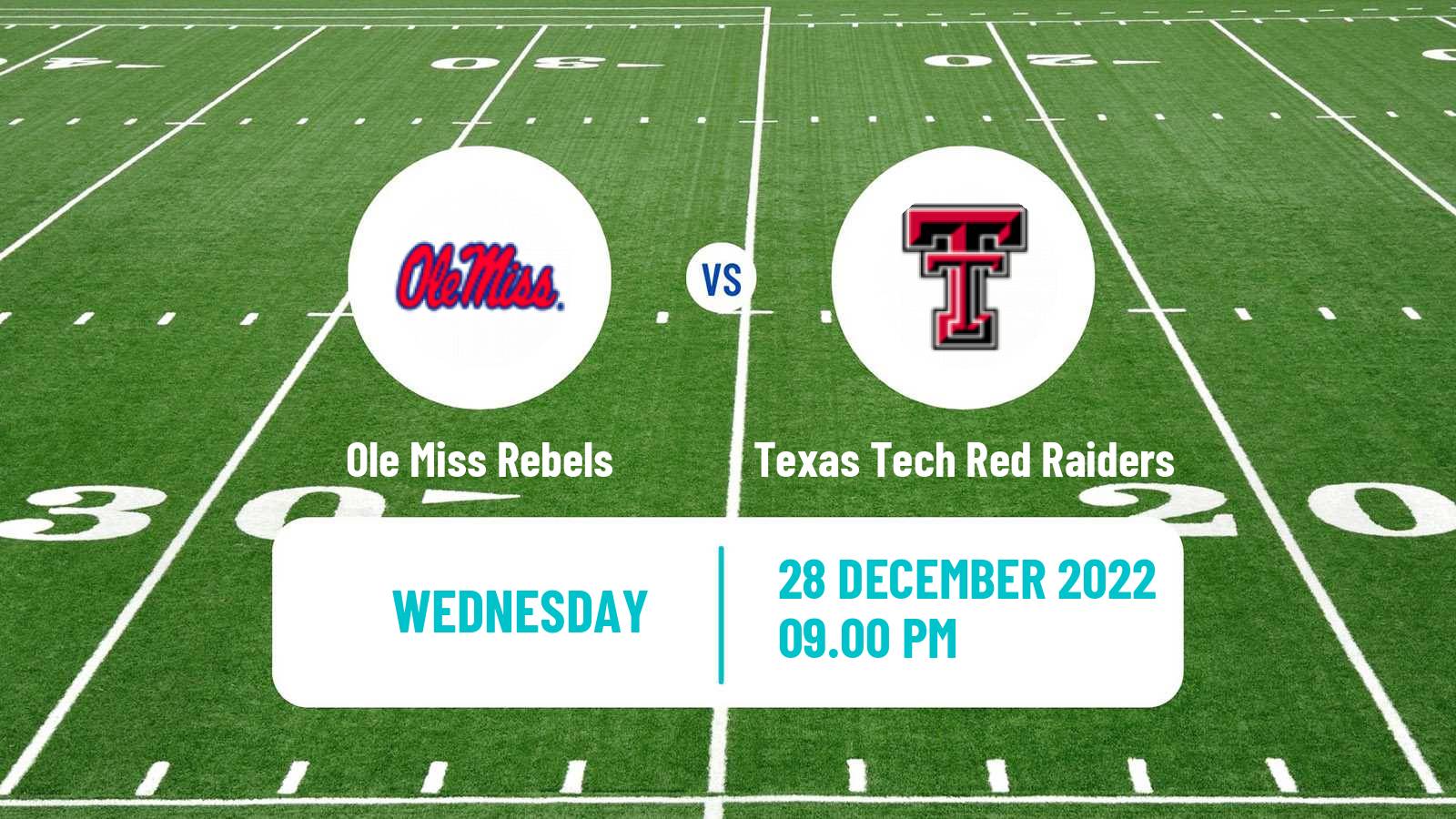 American football NCAA College Football Ole Miss Rebels - Texas Tech Red Raiders