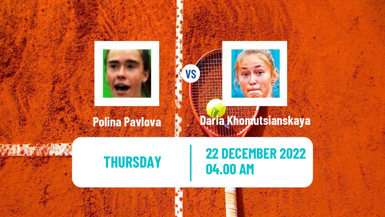 Tennis ITF Tournaments Polina Pavlova - Daria Khomutsianskaya