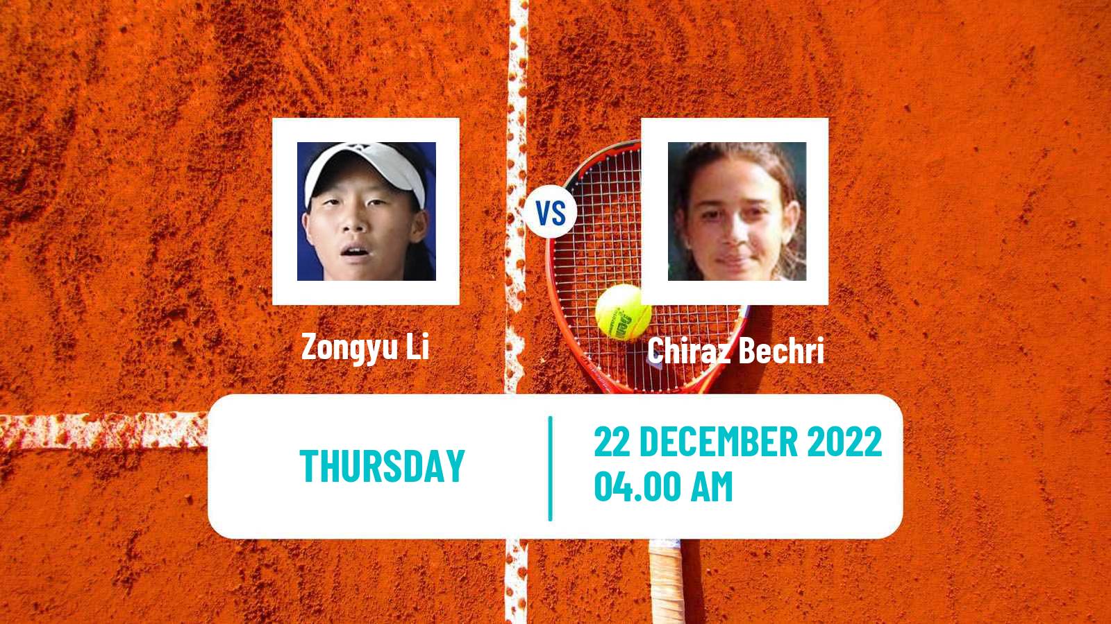 Tennis ITF Tournaments Zongyu Li - Chiraz Bechri
