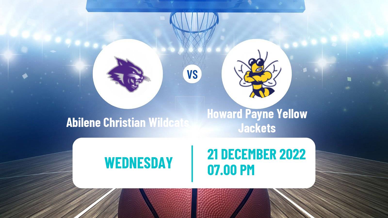 Basketball NCAA College Basketball Abilene Christian Wildcats - Howard Payne Yellow Jackets