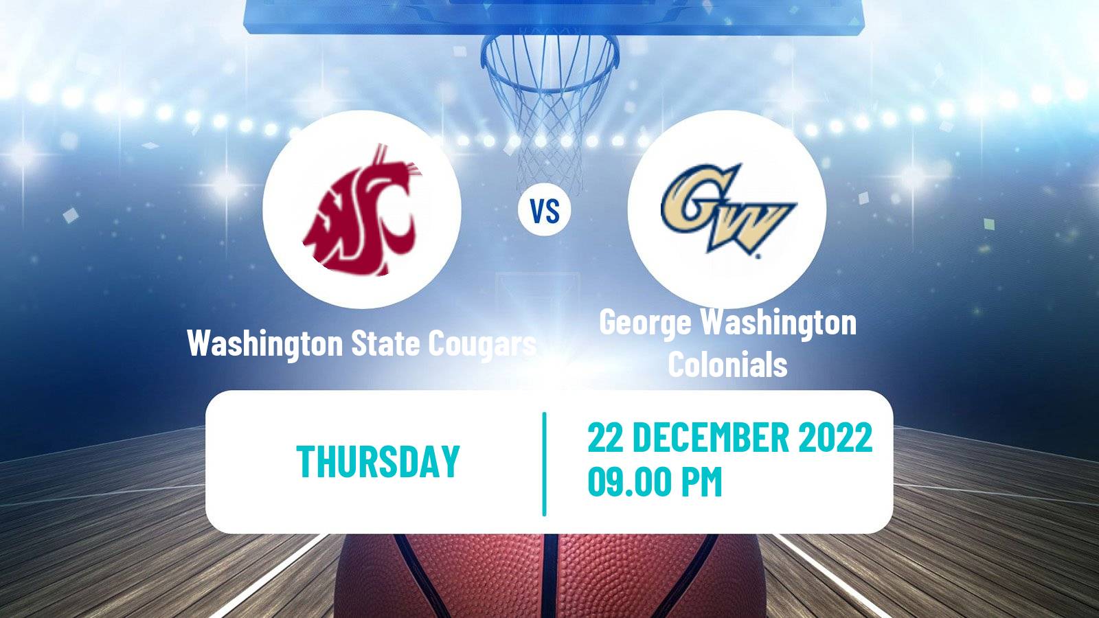 Basketball NCAA College Basketball Washington State Cougars - George Washington Colonials