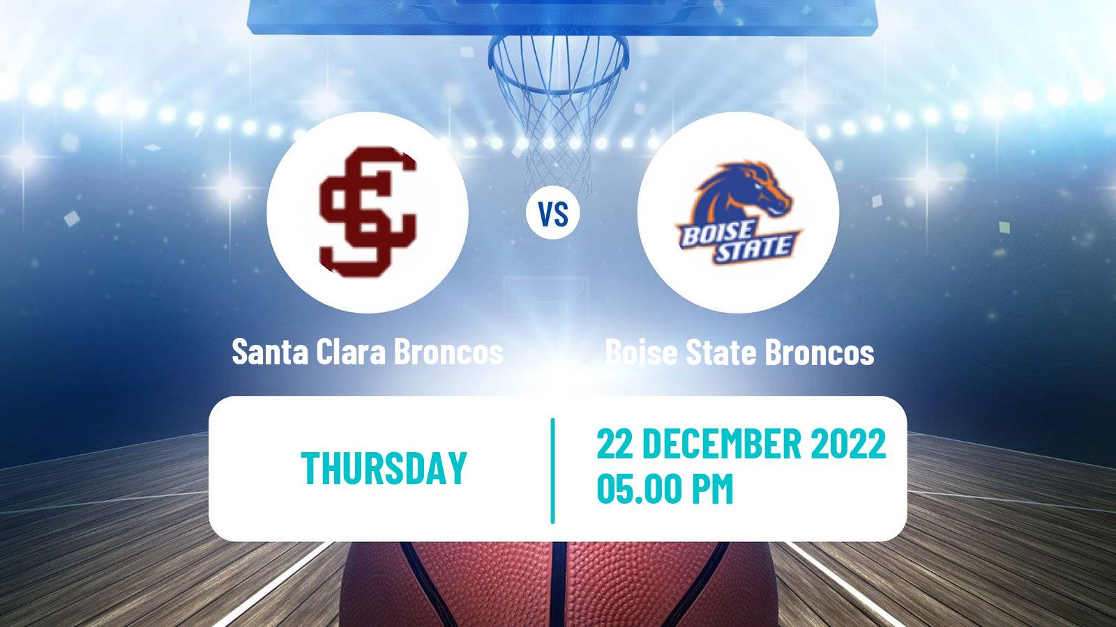 Basketball NCAA College Basketball Santa Clara Broncos - Boise State Broncos