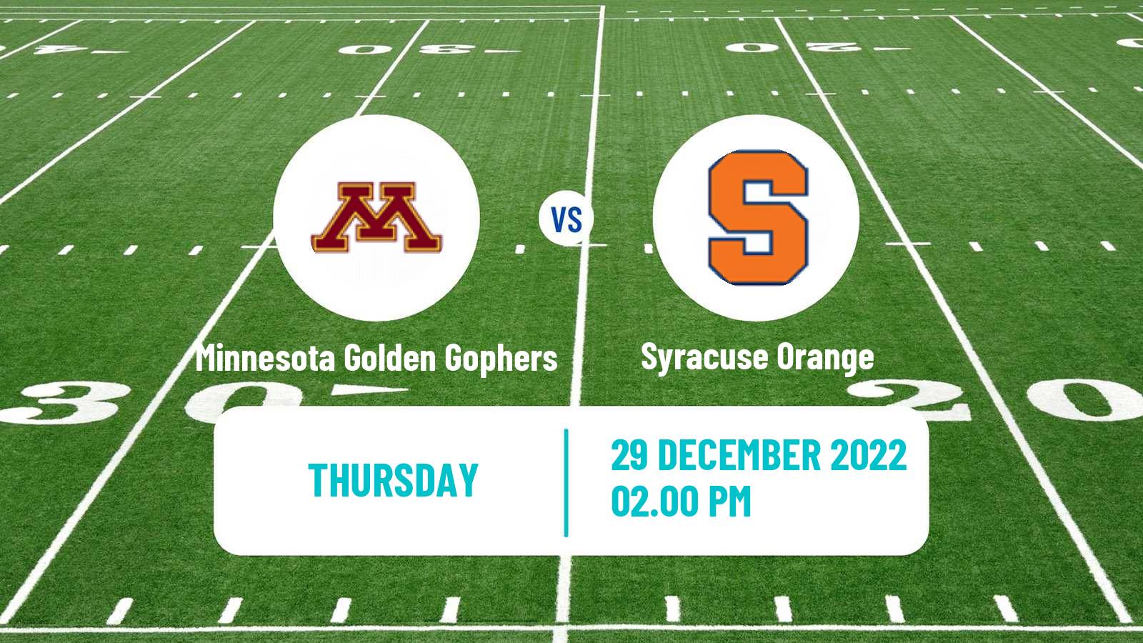 American football NCAA College Football Minnesota Golden Gophers - Syracuse Orange