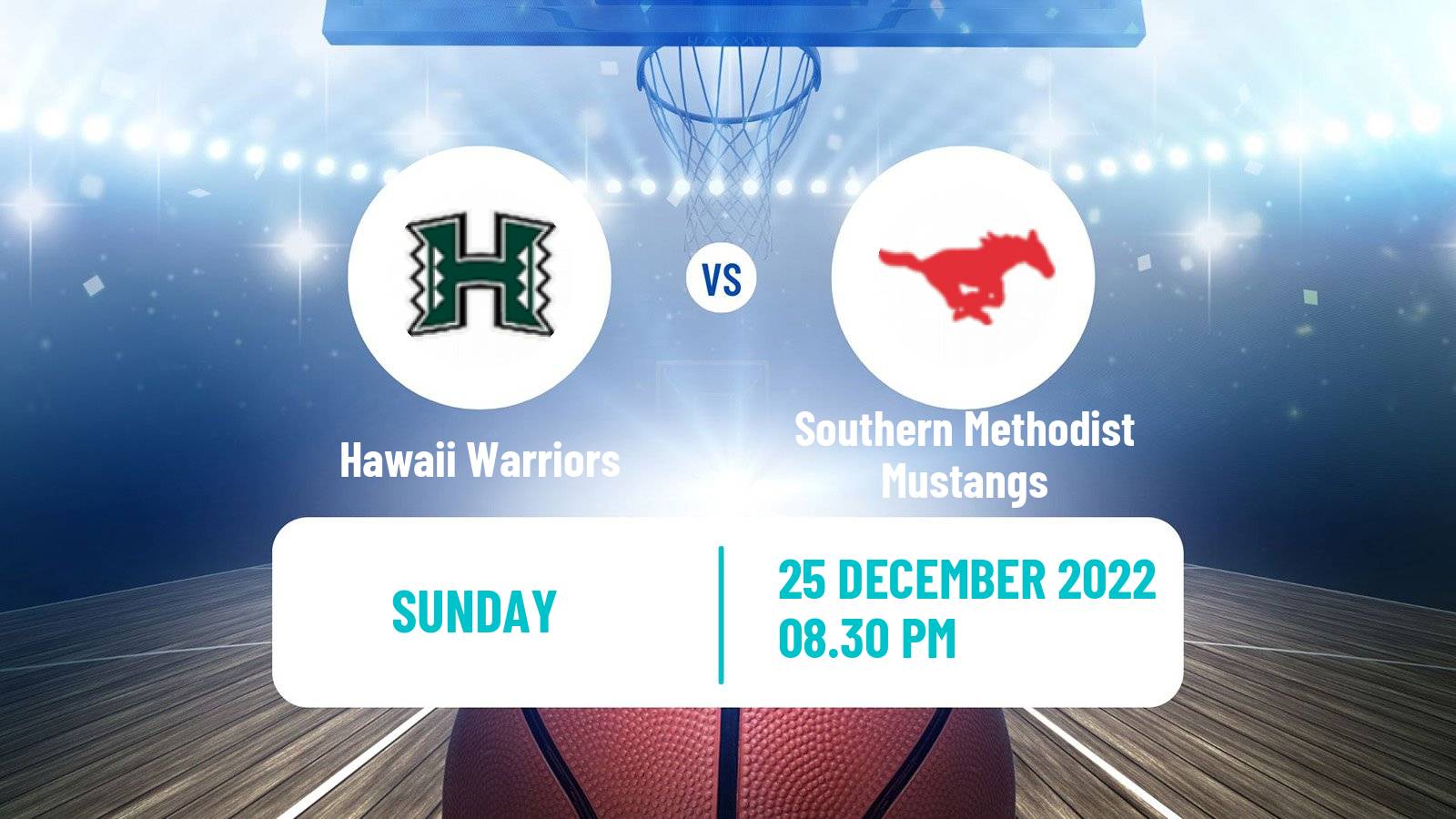 Basketball NCAA College Basketball Hawaii Warriors - Southern Methodist Mustangs