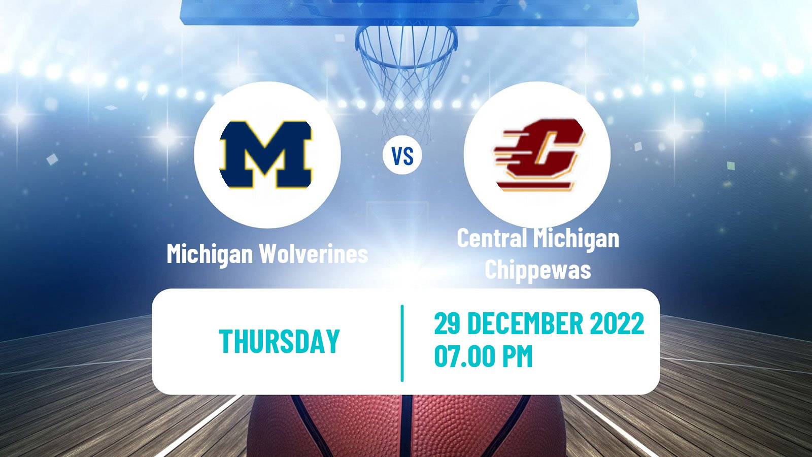 Basketball NCAA College Basketball Michigan Wolverines - Central Michigan Chippewas