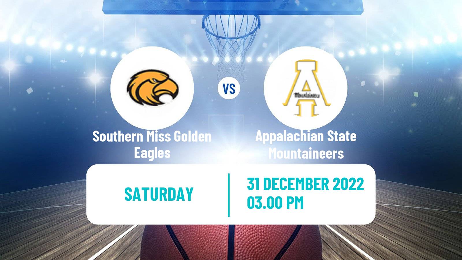 Basketball NCAA College Basketball Southern Miss Golden Eagles - Appalachian State Mountaineers