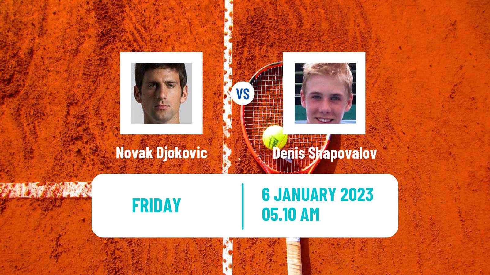 Tennis ATP Adelaide Novak Djokovic - Denis Shapovalov