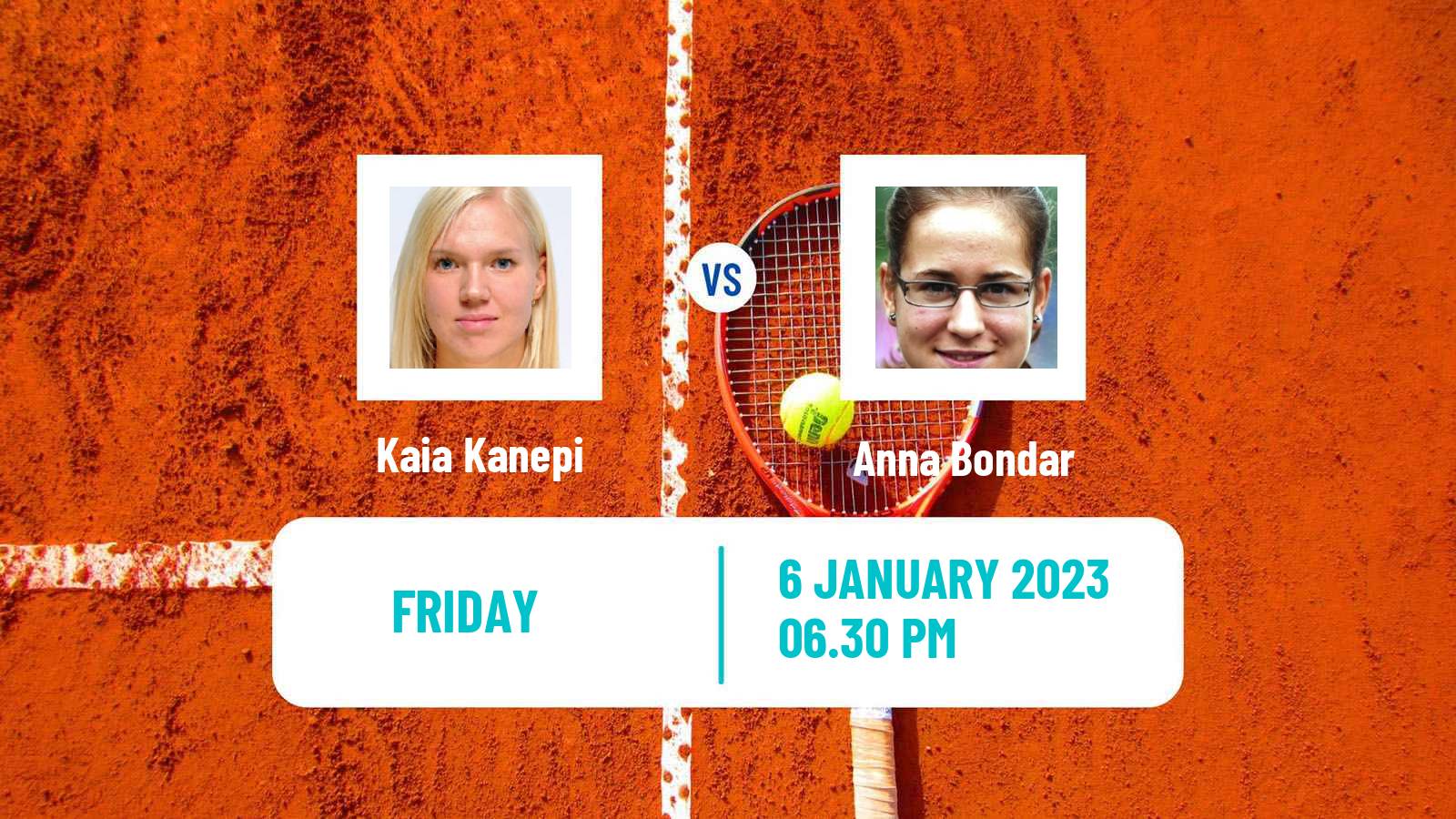 Tennis WTA Adelaide 2 Kaia Kanepi - Anna Bondar