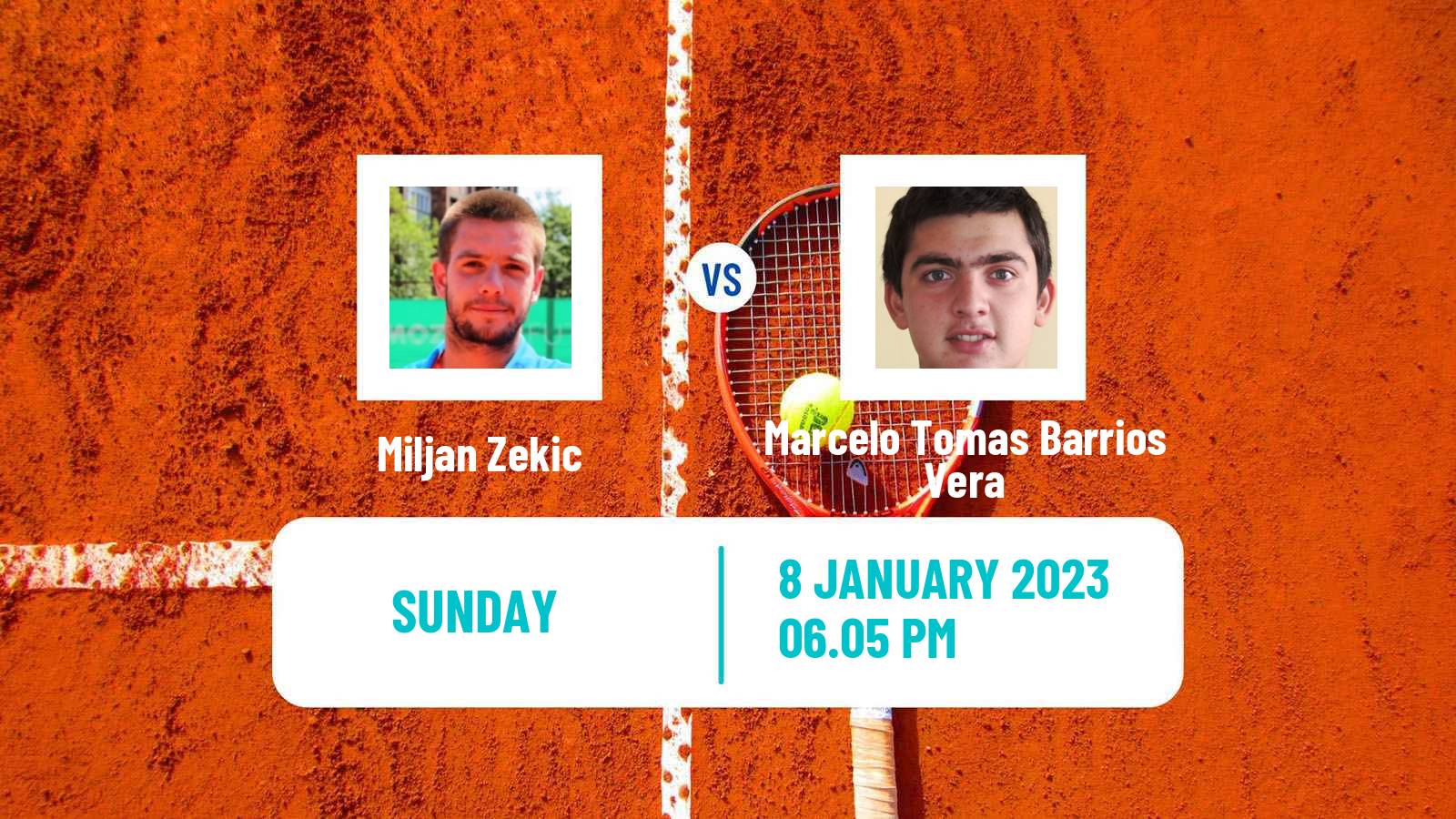 Tennis ATP Australian Open Miljan Zekic - Marcelo Tomas Barrios Vera